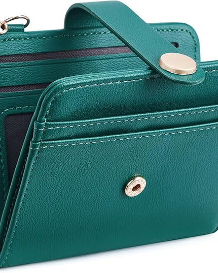 POIUGOYA Slim Wallet for Women,RFID Blocking Bifold Credit Card Holder with Zipper Coin Pocket,ID Window,Keychain