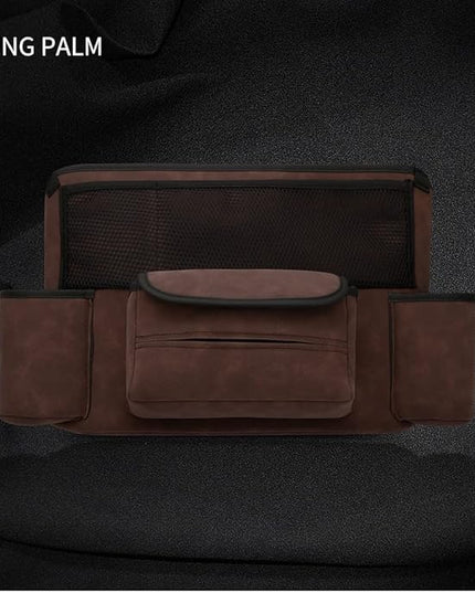 JEYODA Car Handbag Holder Between Seats Suede Large Capacity Car Purse Holder Automotive Consoles & Organizers for Document Phone Storage Car Organizer (1925-style 2 brown)