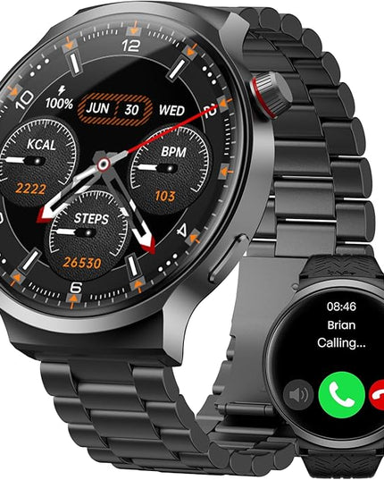 Smart Watches for Men, 120-Day Battery with 1000mAh Charging Case, 1.85" Ultra Large Display, Military Smart Watch Answer/Make Calls, 24/7 Heart & Sleep Monitor, Compatible with Android & iOS