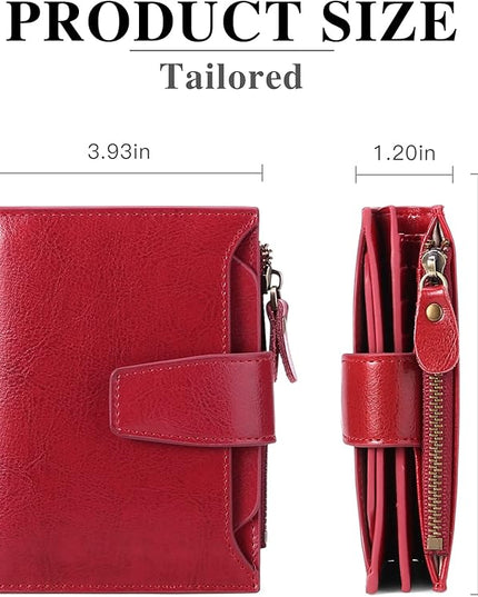 FALAN MULE Small Wallet for Women Leather Bifold Compact RFID Blocking Small Womens Wallet Purse