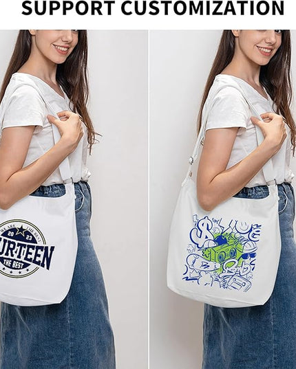Women's blank large Size Canvas Crossbody Tote Handbags Shoulder Bag