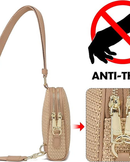 INICAT Faux Straw Crossbody Bags Beach Gifts Valentines Day Her Cruise Ship Essentials Women Summer Small Sling Purses