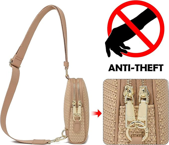 INICAT Faux Straw Crossbody Bags Beach Gifts Valentines Day Her Cruise Ship Essentials Women Summer Small Sling Purses