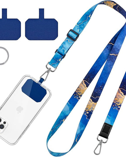 Phone Lanyards, Wrist Lanyards for Keys, Adjustable Shoulder Neck Strap,Universal Crossbody Cell Phone Lanyard for ID Badges,Card Holder, Car Key, and Most Smartphones (Blue Marble)