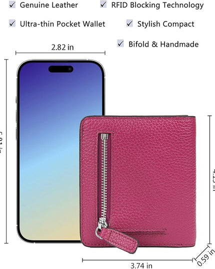AINIMOER Small Leather Wallet for Women, Ladies Credit Card Holder RFID Blocking Women's Mini Bifold Pocket Purse