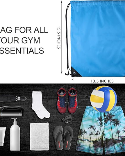 GoodtoU Drawstring Backpacks, Drawstring Bags Bulk Nylon Backpack Cinch Sack for Sport, Traveling, Team (20Pcs, Sky Blue)