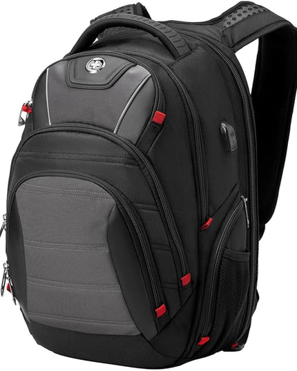 Swissdigital Design Men's Laptop Backpack for Man，Large Capacity Business Travel Backpack Black/Grey | J14-02