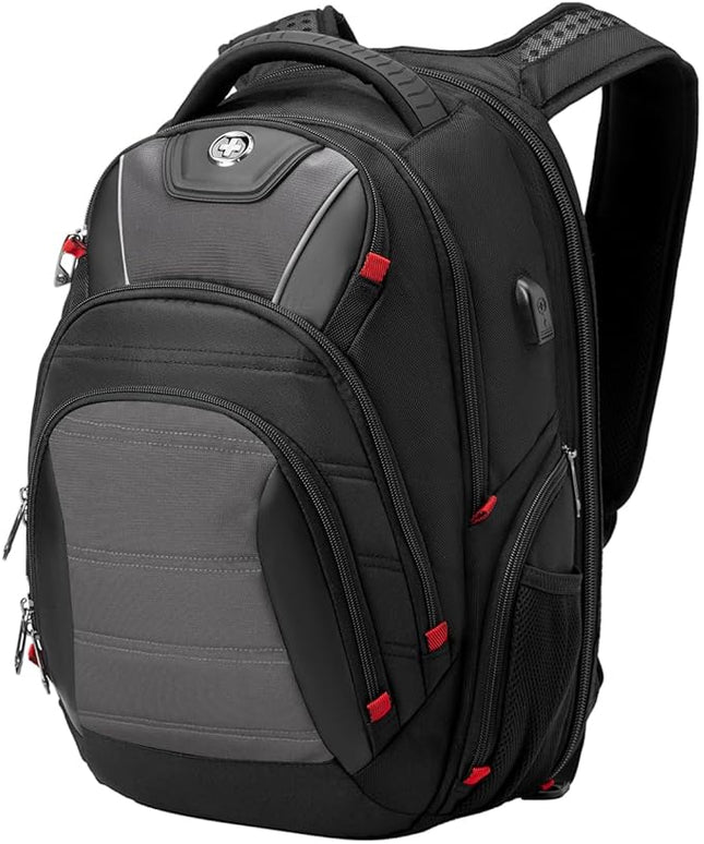 Swissdigital Design Men's Laptop Backpack for Man，Large Capacity Business Travel Backpack Black/Grey | J14-02