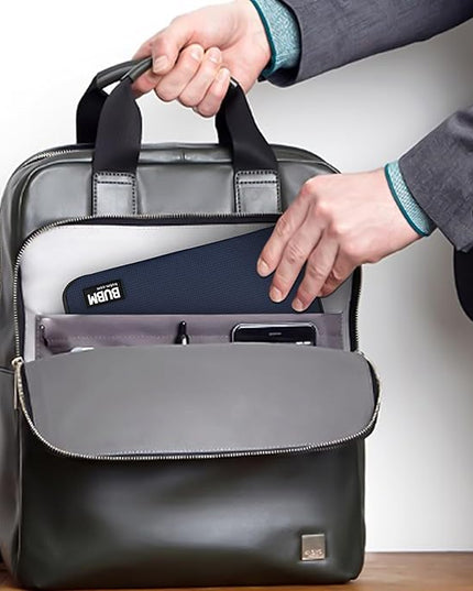 BUBM Double Layer Electronic Accessories Organizer, Travel Gear Bag for Cables, USB Flash Drive, Plug and More, Perfect Size Fits for iPad Mini (Medium, Dark Blue)