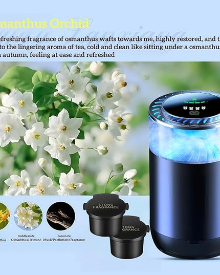Smart Dffuser for Car, Colorful Light Scent Diffuser, Auto On/Off Car Air Freshener, Adjustable Intensity, 4 Mode Scents Refill X2 (Osmanthus Orchid)