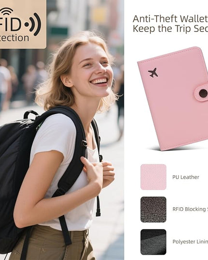 ZOPPEN Passport Holder Women, Passport Cover Travel Wallet Rfid Blocking Passport Wallet Cover Case Travel Essentials Document Organizer, Pink