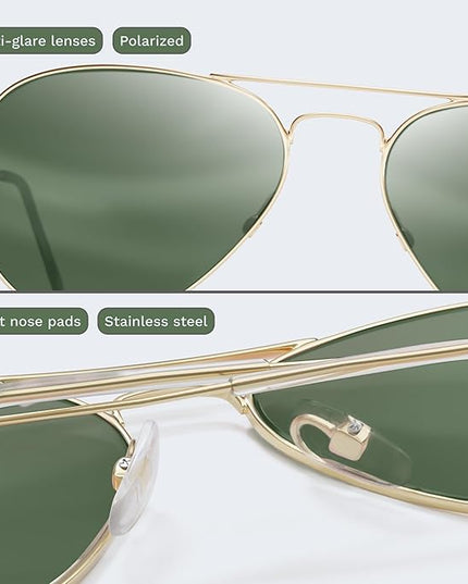 livho Sunglasses for Men Women Aviator Polarized Metal Mirror UV 400 Lens Protection