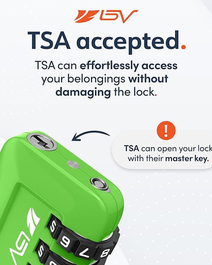 TSA Accepted Luggage Travel Lock, Set-Your-Own Combination Lock for School Gym Locker, Luggage Suitcase Baggage Locks, Filing Cabinets, Toolbox, Case(Green, 4 Pack)