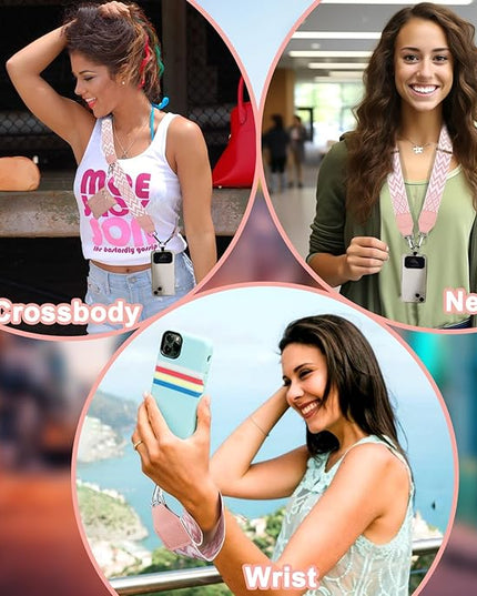 XANGNIER Clip and Go Strap for Phone with Wallet Crossbody, Phone Strap with Zippered Wallet, Adjustable Anti Theft Cellphone Lanyard for Women, Cellphone Chain Accessories,Multicolor 18