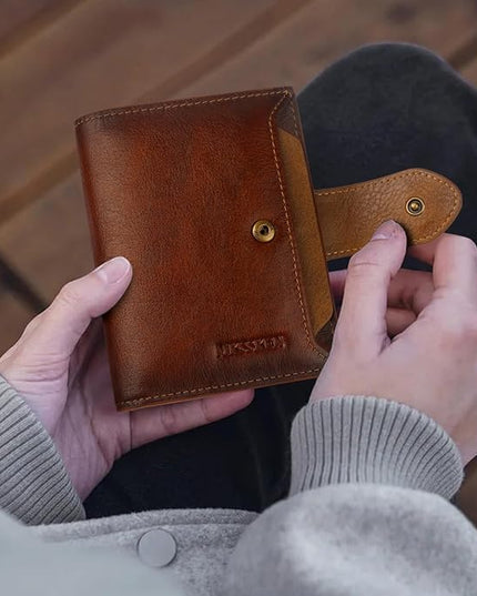 MKSSKEN RFID Wallet Women,Bifold Leather Womens Wallet,Compact Designer Carteras Para Mujer Card Holder with Removable ID Window(khaki)