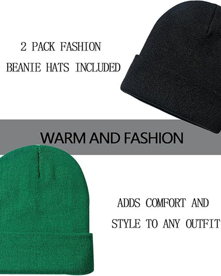 ZOORON 1&2 Pack Beanie for Men Women Slouchy Beanie Hats Winter Knit Caps Soft Ski Hat Unisex