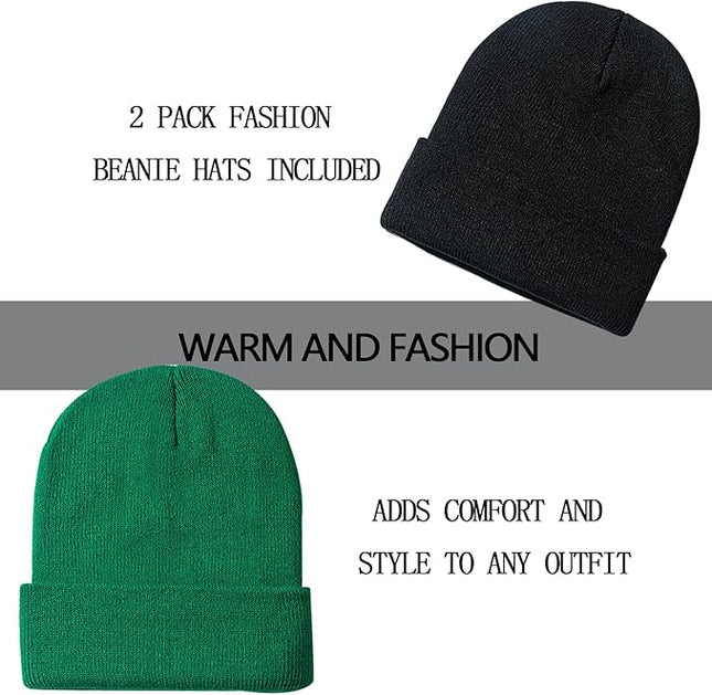 ZOORON 1&2 Pack Beanie for Men Women Slouchy Beanie Hats Winter Knit Caps Soft Ski Hat Unisex