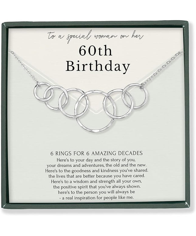 HOPE LOVE SHINE Birthday Necklace – Fashion Jewelry 16+2", 14K Gold Plated Sterling Silver with 3 Interlocking Rings, Hypoallergenic and Comfortable – A Thoughtful Choice for Birthday for Women
