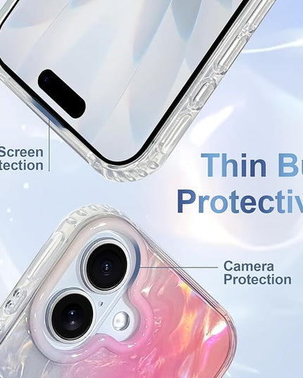 Cute Case for iPhone 17 Case for Women Girls [Compatible with Magsafe] with Translucent Pearl Pattern Design, Aesthetic Girly Magnetic Protective Phone Cover, Pink