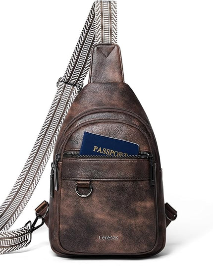 7L Sling Bag for Women Men Vegan Leather Crossbody Bags Fanny Pack Purse Backpack Over Shoulder Bag Travel Anti Theft