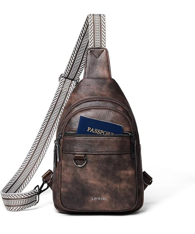 7L Sling Bag for Women Men Vegan Leather Crossbody Bags Fanny Pack Purse Backpack Over Shoulder Bag Travel Anti Theft