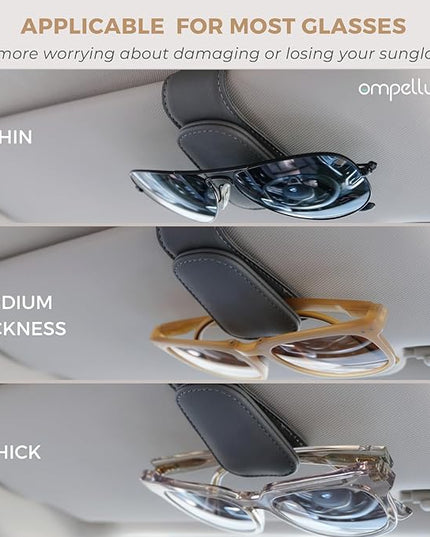 2 Pack Magnetic Leather Sunglass Holder, Eyeglass Hanger Clip for Car Sun Visor, Suitable for Different Size Eyeglasses(Pink, 2 Pack)
