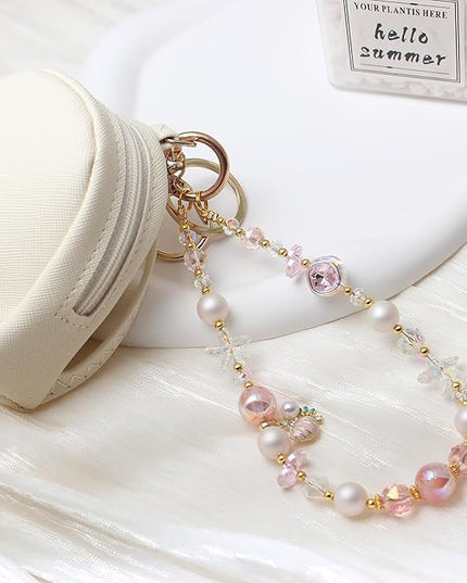 Beaded Phone Wrist Strap,Crystal Keychain Wristlet,Camera Strap Wrist,Cute Phone Chain Wristlet Purse Bag Charms