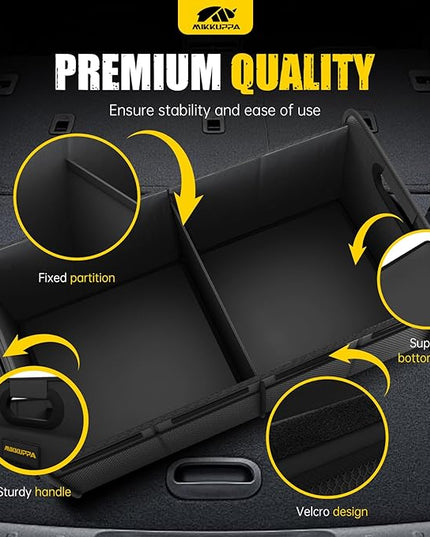 MIKKUPPA Car Trunk Organizer - 75L Collapsible Trunk Organizer for Groceries, Trunk Storage Organizers for SUV Auto Truck Van with Non Slip Bottom (Black)