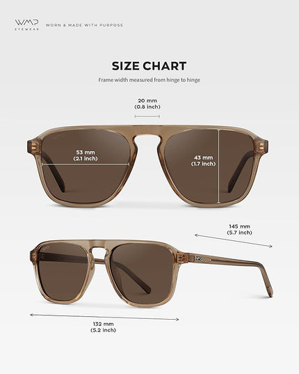 WearMe Pro Polarized Modern Aviator One-Bridge Square Mens Sunglasses
