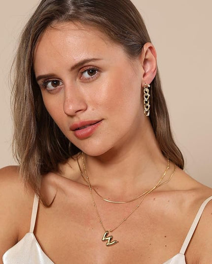 LUCA SMITH Initial Necklaces for Women, Dainty Balloon Bubble Letter, Name Letter Alphabet Pendant Layered Choker Chain Jewelry Gift