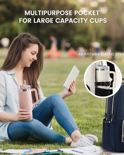 LOVEVOOK Laptop Backpack for Women with Pouch Pocket for Large Capacity Cup,18 Inch Laptop Computer Bag Travel Backpack Purse,Waterproof Work Business Backpack College Teacher Bags,Dark Blue