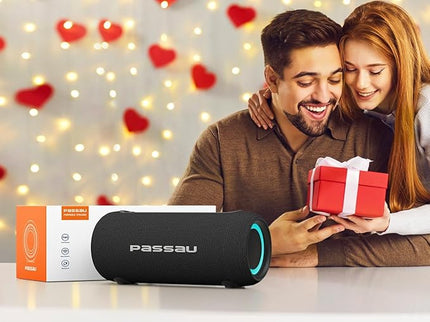 Passau Portable Bluetooth Speakers Loud 40W Peak Stereo Sound, Passive Radiators-Deep Bass, All Day Playtime, Adjustable Strap, BT5.3, IPX5 Wireless Speaker RGB Lights for Indoor Outdoor