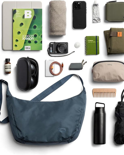 Bellroy Laneway Crescent Bag (12 liter streamlined, crescent crossbody with internal and external pockets, adjustable strap and surprising storage) - BlueSteel
