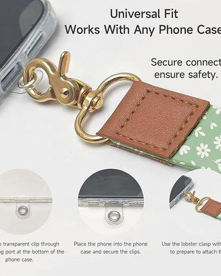 Phone Lanyard with Wrist Strap, Minimal Floral Neck & Wrist Lanyard for Phones, Wallet, Keychain and ID Badge – Universal Everyday Carry