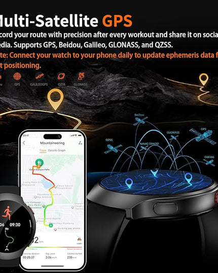 GPS Smart Watch for Men With AI (Answer/Make Call), 1.43" Micro-Spherical AMOLED Smartwatch for Android and iPhone, 150+ Sport Mode Fitness Tracker with HR, SpO2, Sleep Monitor, 5ATM Waterproof