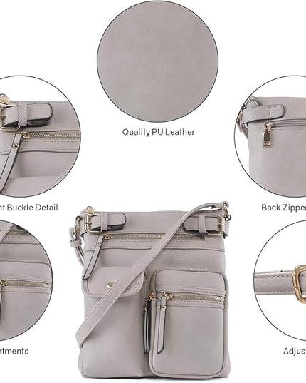 SG SUGU Katie Lightweight Medium Crossbody Bag Shoulder Bag with Multi Pocket for Women
