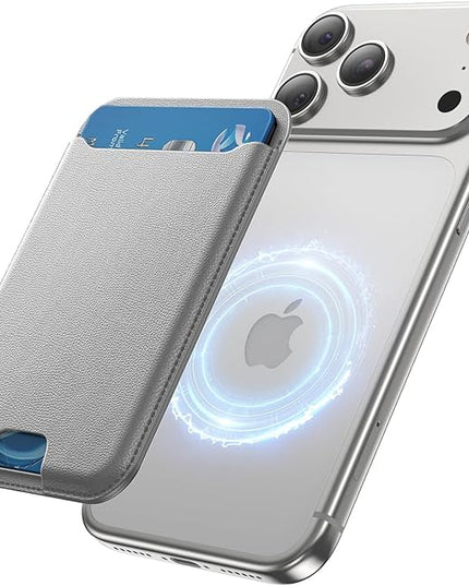 TWZKG for MagSafe Wallet, 3 Card Holder, Slim Magnetic Phone Wallet for iPhone 17/16/15/14/13/12 Pro Max Plus Air Series,RFID Blocking Vegan Leather,Grey