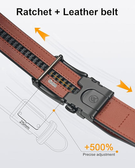 JUKMO 1.5" (38mm) Leather Ratchet Belt for Men in Gift Box