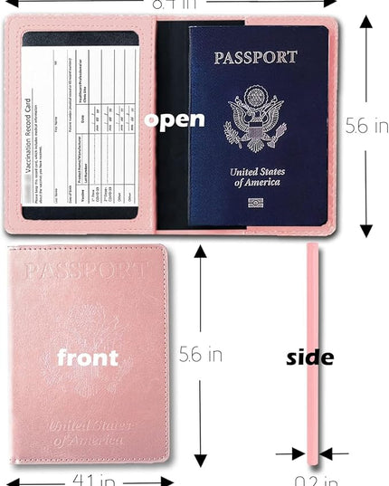 Passport Wallet & Cover Combo - Holds Passport, Vaccine Card & More