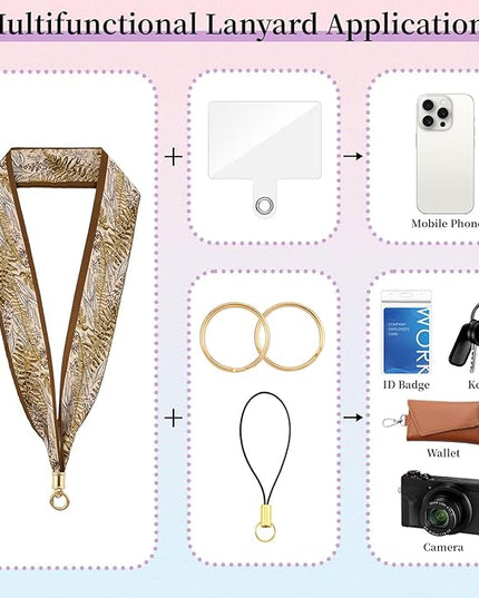 ZOOEASS Phone Lanyard Charm with Tether Tab Neck Lanyards for ID Badges Car Key Women Cute Scarf Keychain Strap Around Neck