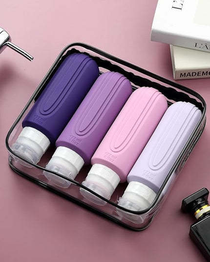 Travel Bottles for Toiletries, Large 6oz Oversize Containers, BPA Free Leak Proof Tubs Refillable Liquid Traveler Accessories with Toiletry Bag for Cometic Shampoo and Lotion Soap (4 Pack)