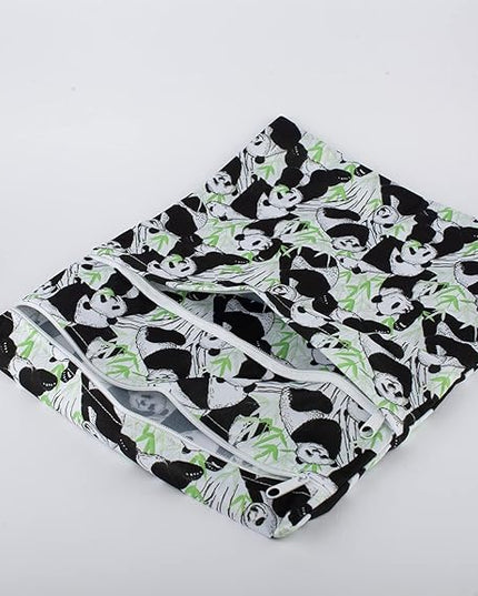 Wet Dry Bag Reusable Washable With Two Zippered Pockets (Pandas)