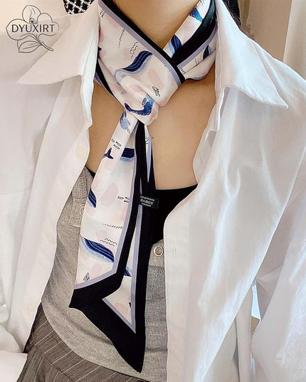 Head Scarf Purse Handle Neck Satin Hair Scarfs For Bag Lightweight Silky Long Thin Women's Fashion Scarves 59 * 5.9”