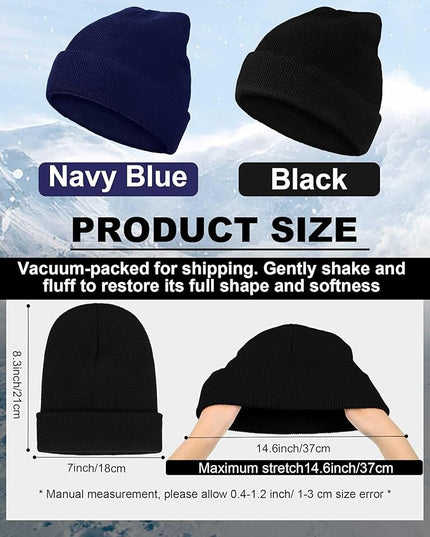 Jecery 80 Pack Winter Beanies Hats Bulk for Homeless Unisex Cold Weather Stretch Caps Warm Knitted Cuffed Hats for Women Men