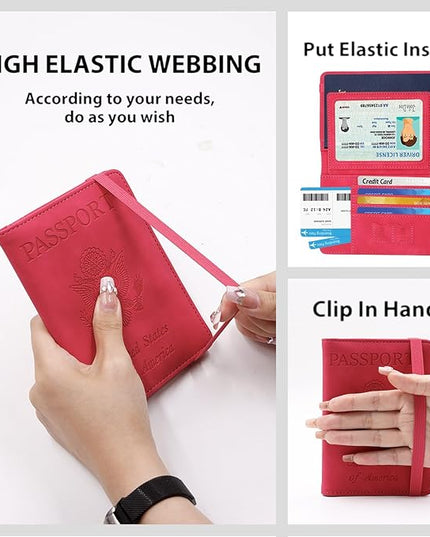 Melsbrinna Rfid Passport Holder for Travel women/Men, Cute Passport Wallet Rfid Blocking Card Slots, Rfid Passport Cover/CaseTravel Wallet, Passport Book Holder (1, Red5)