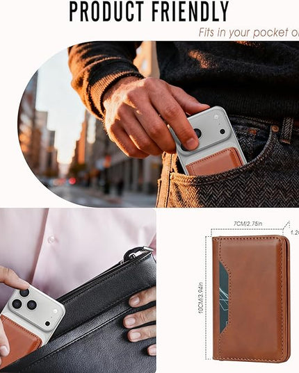 ASAPDOS For MagSafe Wallet,Magnetic Card Holder RFID Blocking Wallet with 5 Card Slots & Cash Pocket For iPhone 17/16/ 15/14/ 13/12/ Pro/Max/Plus/Air Brown