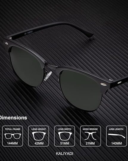 KALIYADI Polarized Sunglasses for Men and Women Semi-Rimless Frame Driving Sun glasses UV Blocking