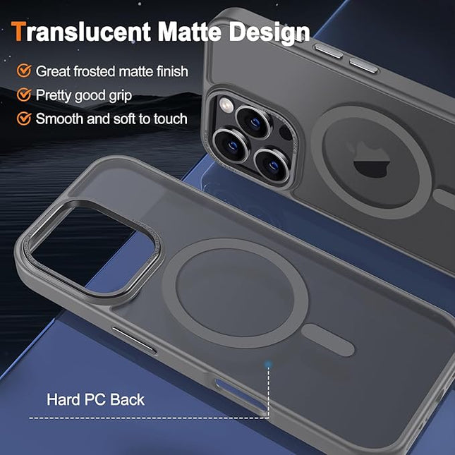 Hython Case for iPhone 16 Pro Max Case Magnetic Translucent Matte Phone Cases 6.9" [Compatible with MagSafe] Thin Slim Fit Shockproof Bumper Hard Protective Cover for Women Men Girls, Frosted Gray