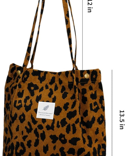 Corduroy Tote Bag Cute Tote Bags for Women Shoulder Bag with Inner Pocket for Work Beach Travel and Shopping Grocery