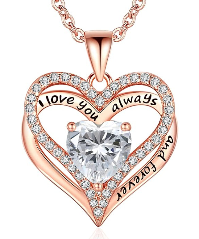 S925 Sterling Silver Necklace for Women, Wife Jewelry Rose Gold, Mom Birthday Valentines Mothers Day Gifts, Girlfriend Necklaces, Daughter Heart Jewel, Anniversary for Her